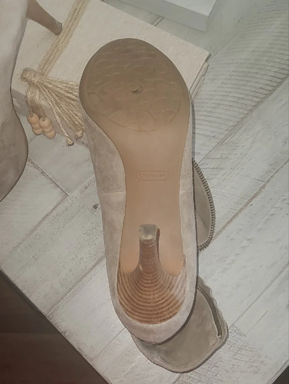 COACH Suede Fold-Over Ankle Booties - Taupe